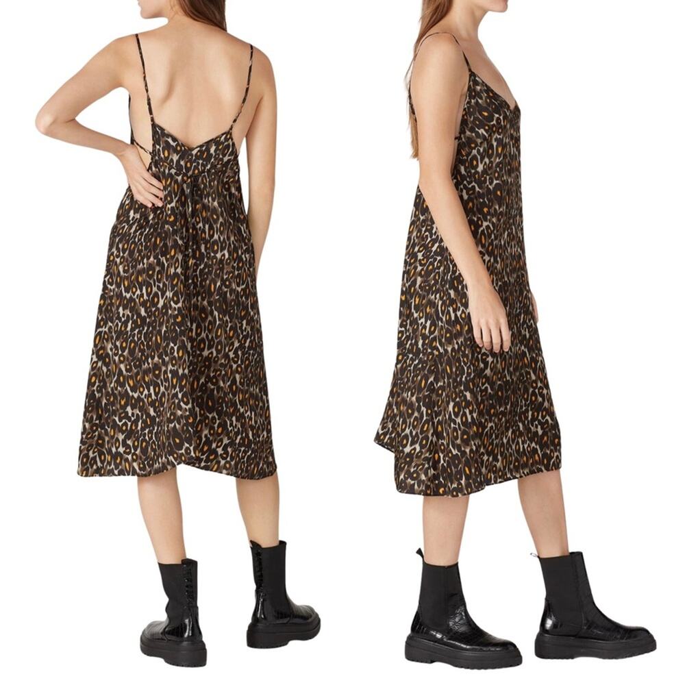 R13 Leopard Midi Slip Dress - XS